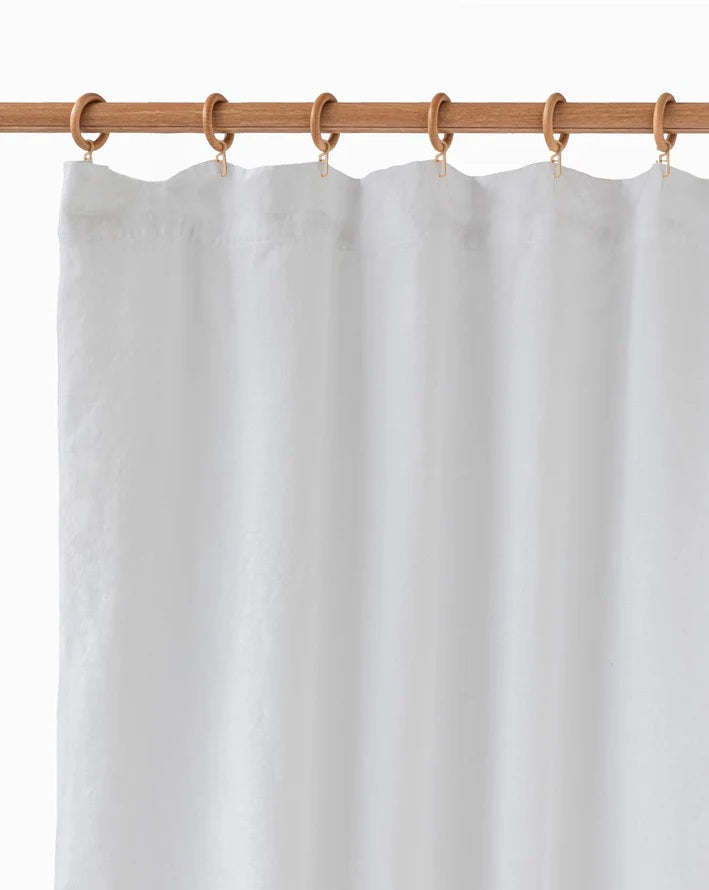 Waterproof Linen Shower Curtain - White