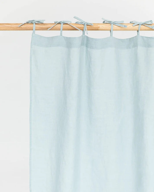 Natural Linen Stonewashed Curtains | Sky Blue