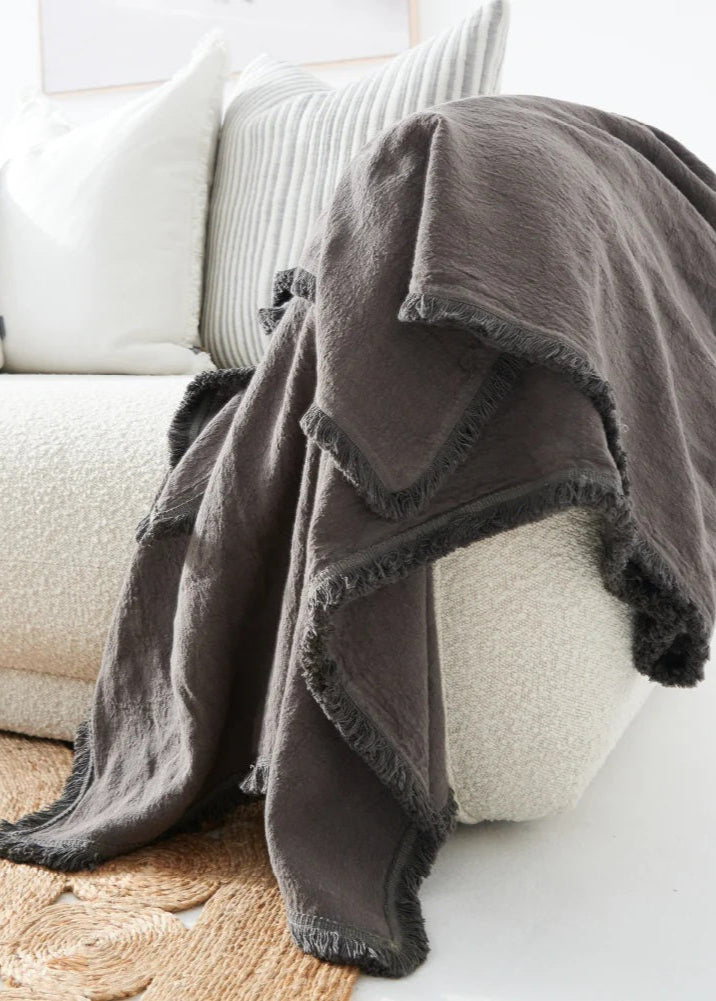 The Céleste Fringe Throw | Slate