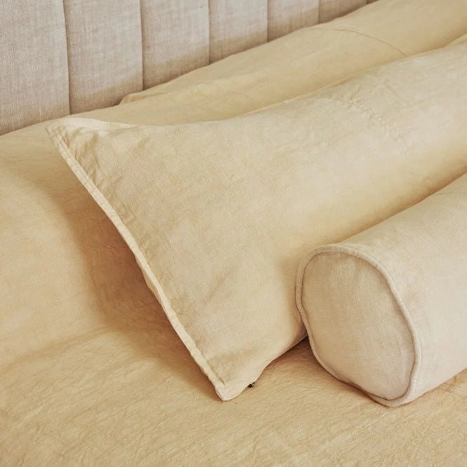 Linen Bed Cover — Soft Butter