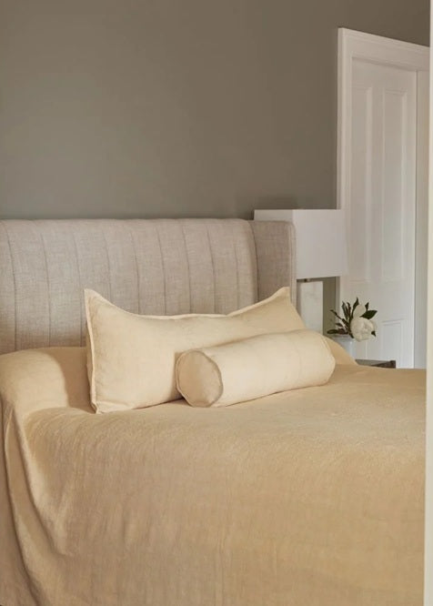 Linen Bed Cover — Soft Butter