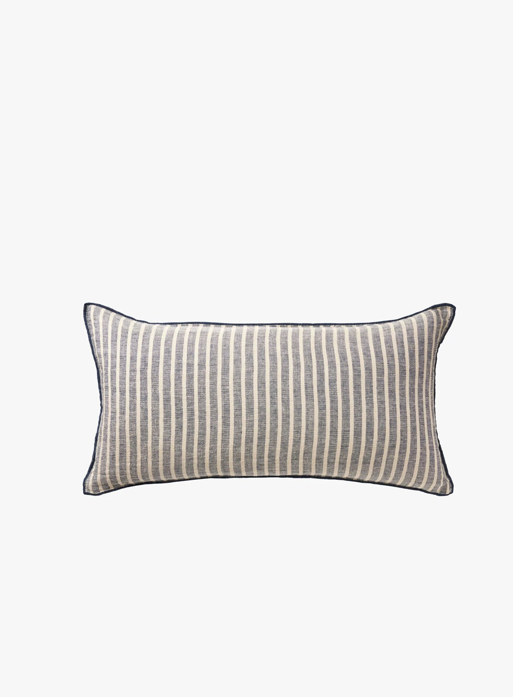 Linen Lumbar Cushion | Indigo Stripe