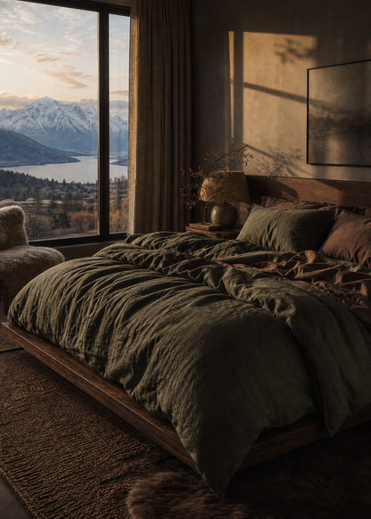 Linen Duvet Cover Set | Forest Green | Made in New Zealand