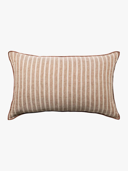 Linen Cushion — Toffee Stripe
