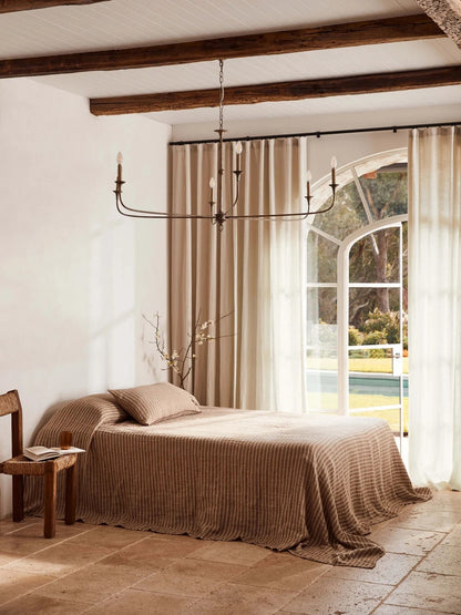 Linen Cushion — Toffee Stripe