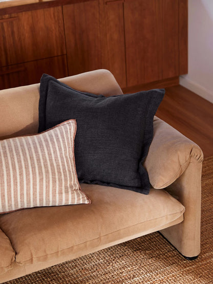 Linen Cushion — Toffee Stripe