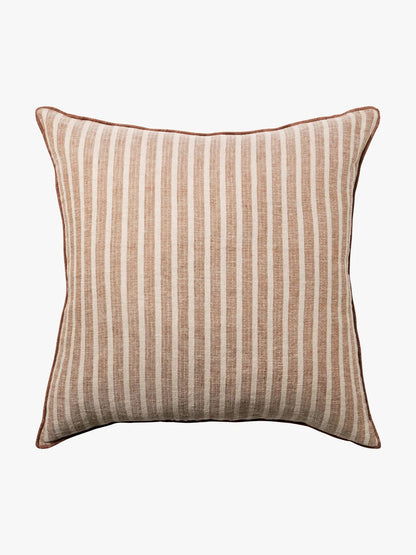 Linen Cushion — Toffee Stripe