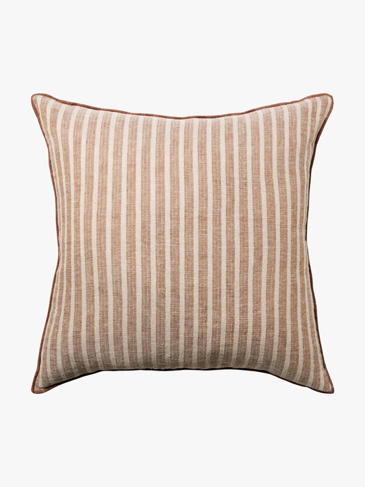 Linen Cushion Cover - Toffee Stripe