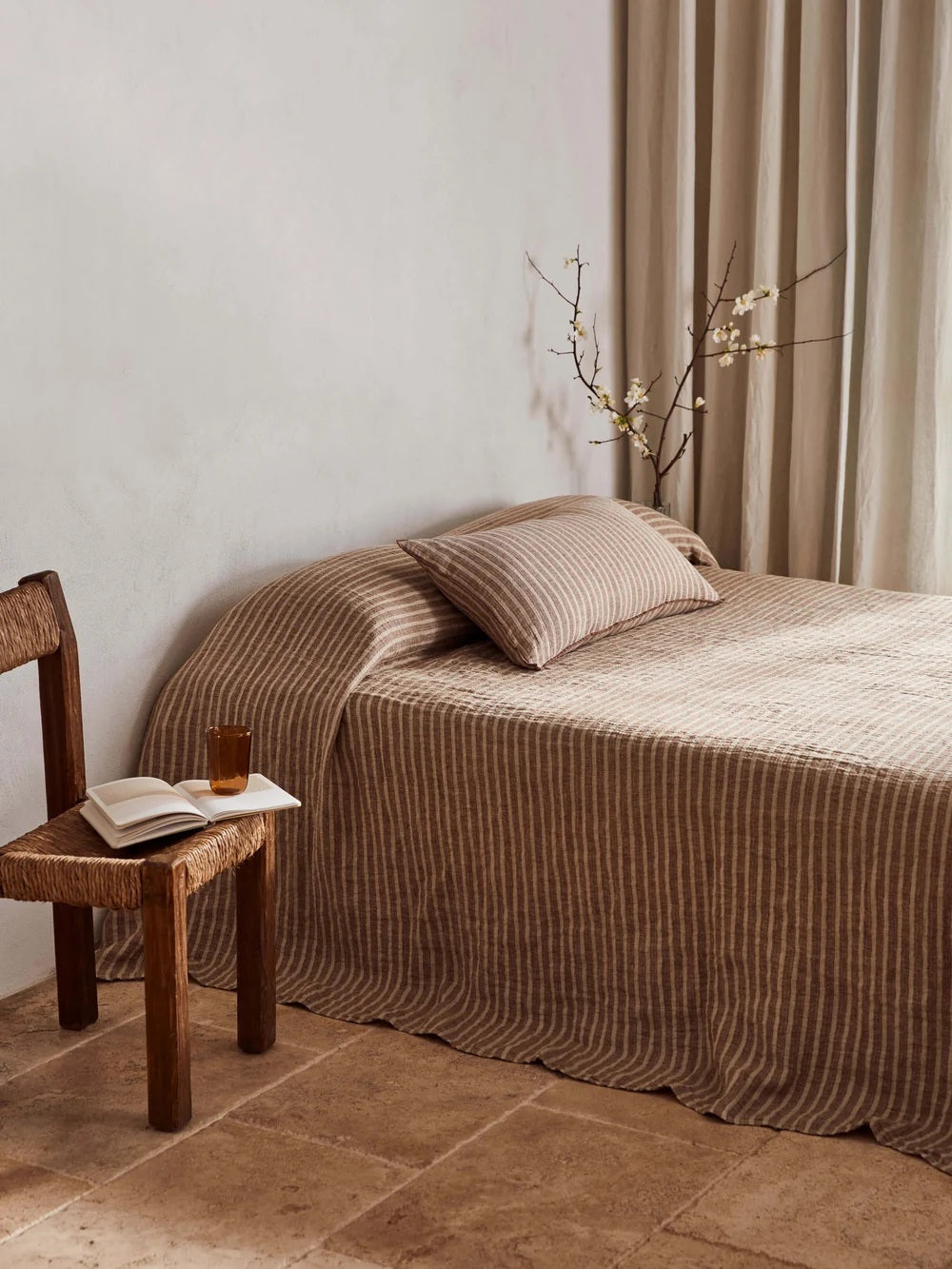Linen Cushion — Toffee Stripe