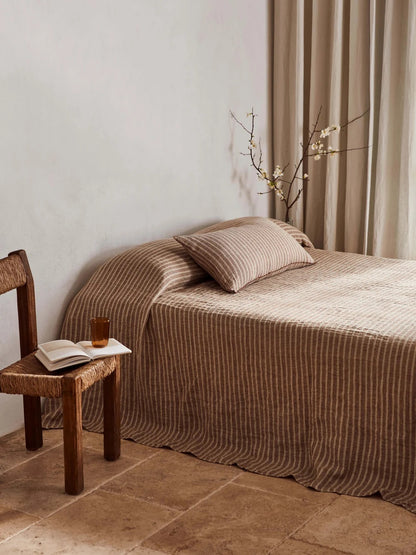 Linen Cushion — Toffee Stripe