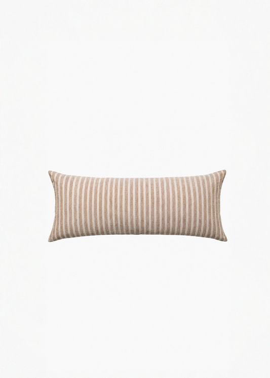 Linen Lumbar - Toffee Stripe 30cm x 90cm