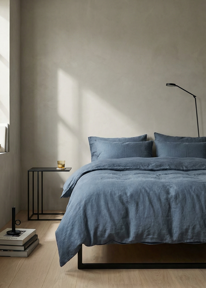 French Flax Linen Duvet Cover | Denim