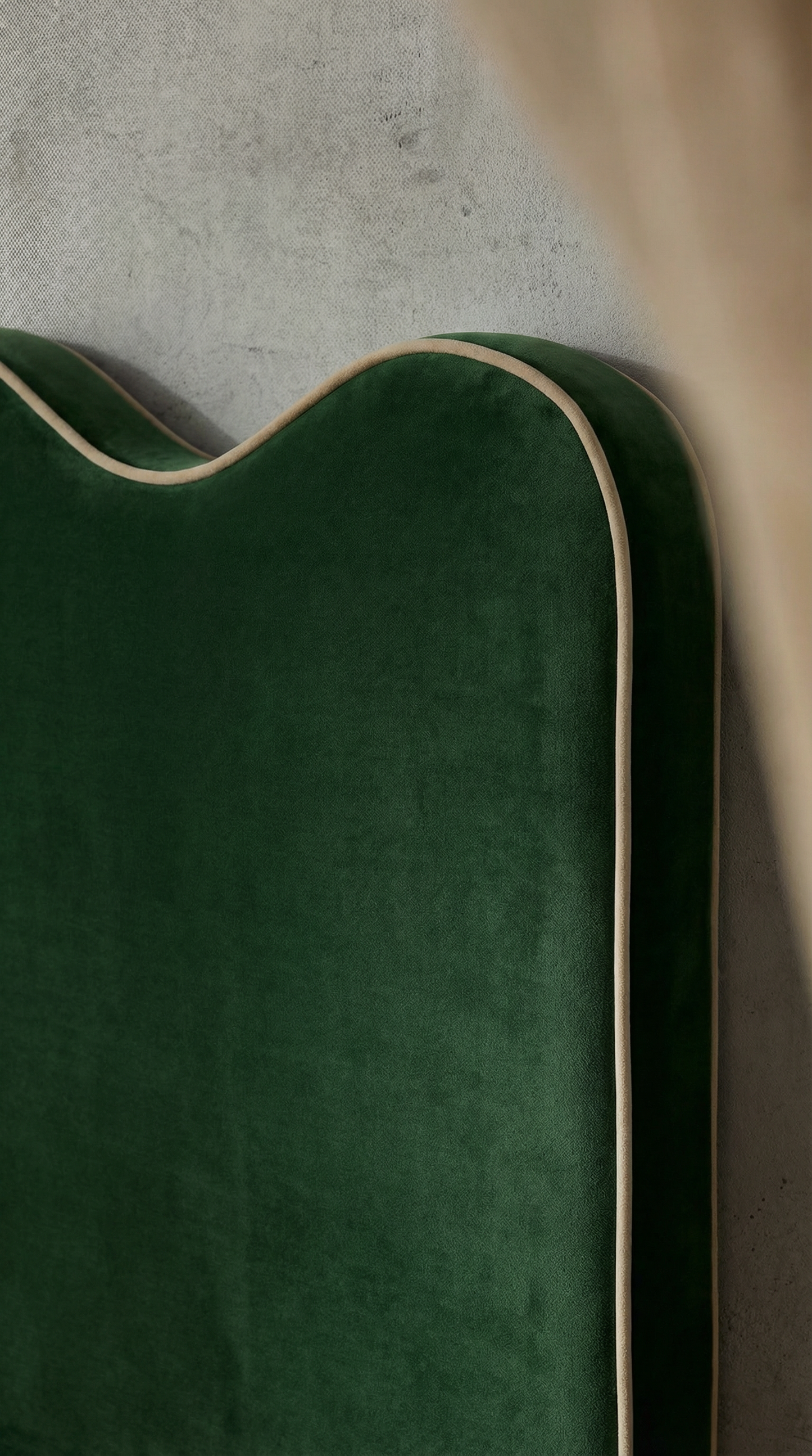 Piped Edge Headboard | Upholstered Bedhead Forest Green