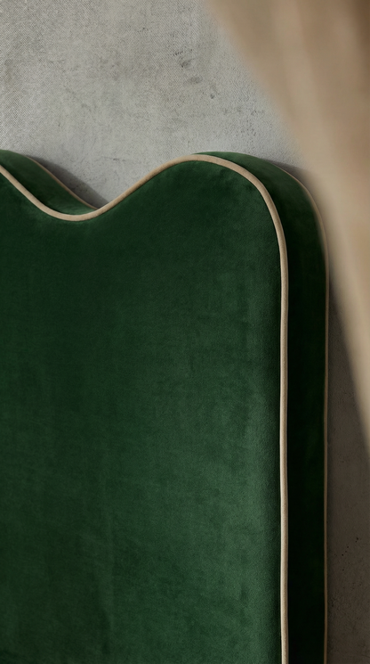 Piped Edge Headboard | Upholstered Bedhead Forest Green