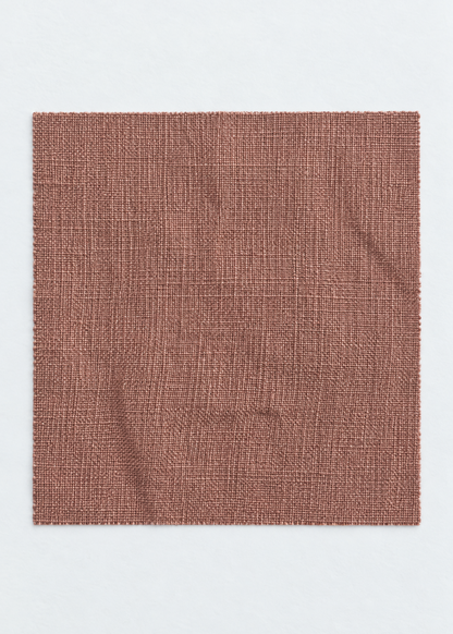 A square fabric swatch with a textured, woven linen-like pattern in a muted terracotta or dusty rose-brown color, presented on a clean white background.