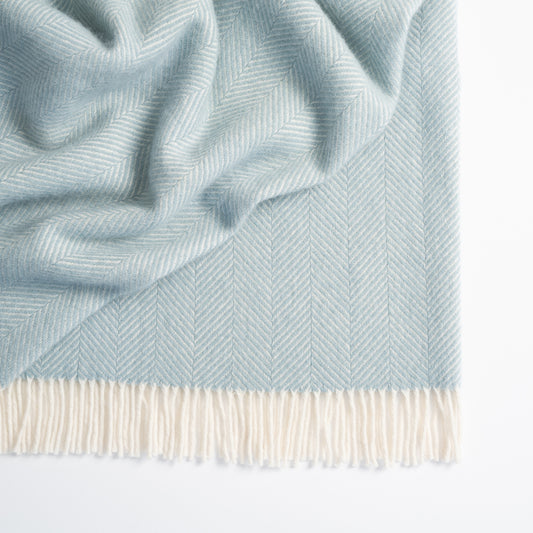 Duckegg Herringbone Wool Throw