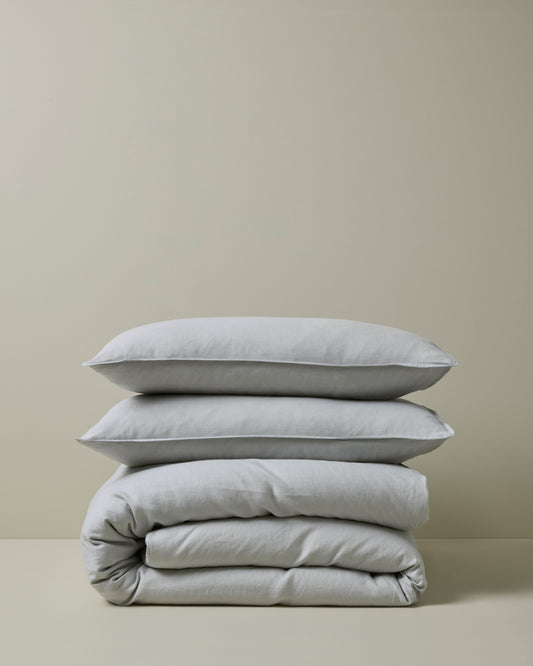 French Flax Linen Pillowcases | Silver