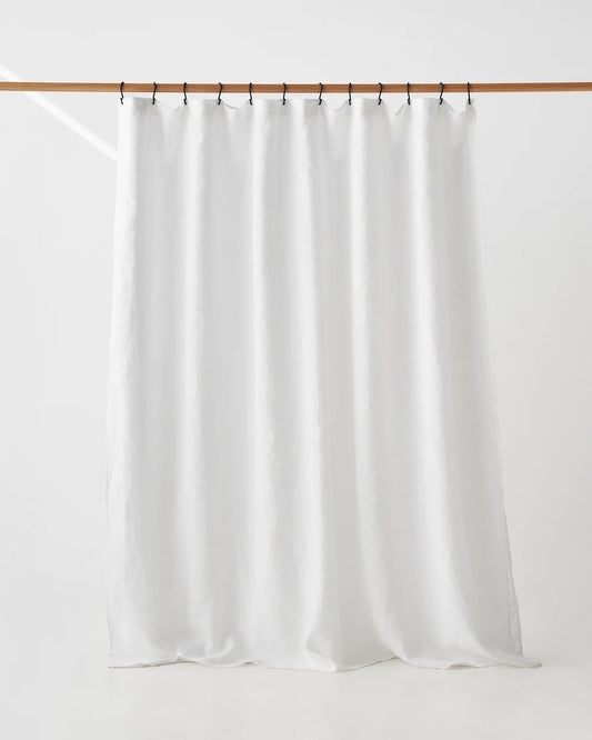 Waterproof Linen Shower Curtain - White