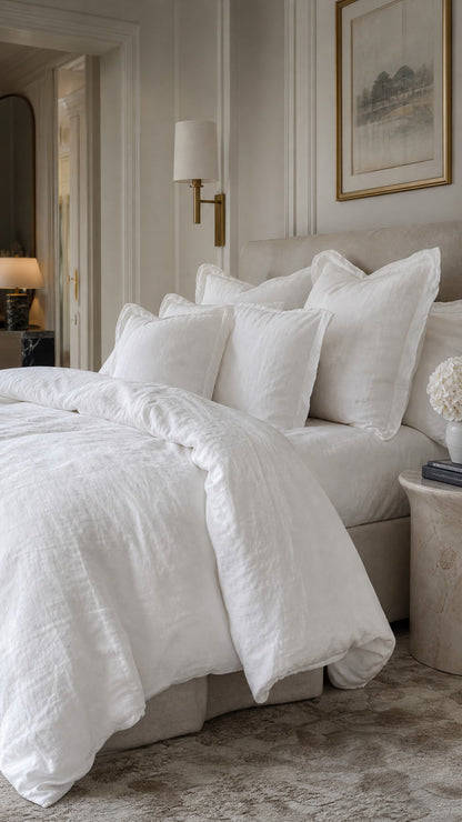 Majesté® Pure White - Linen Duvet Cover Set - Emperor Size