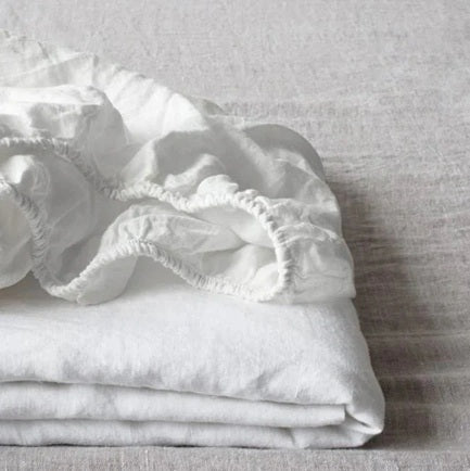 Majeste® Pure White Linen Fitted Sheet | Made in New Zealand