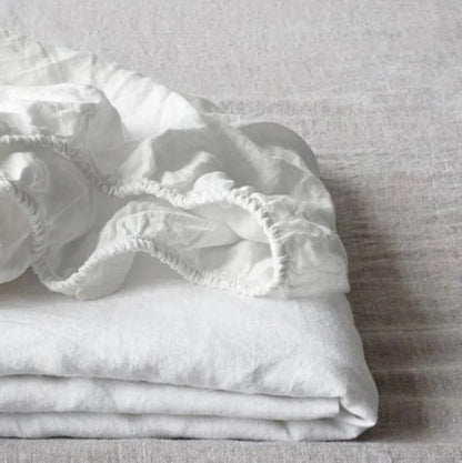 Majeste® Pure White Linen Fitted Sheet | Made in New Zealand