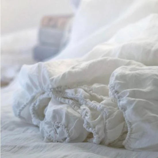 Majeste® Pure White Linen Fitted Sheet | Made in New Zealand