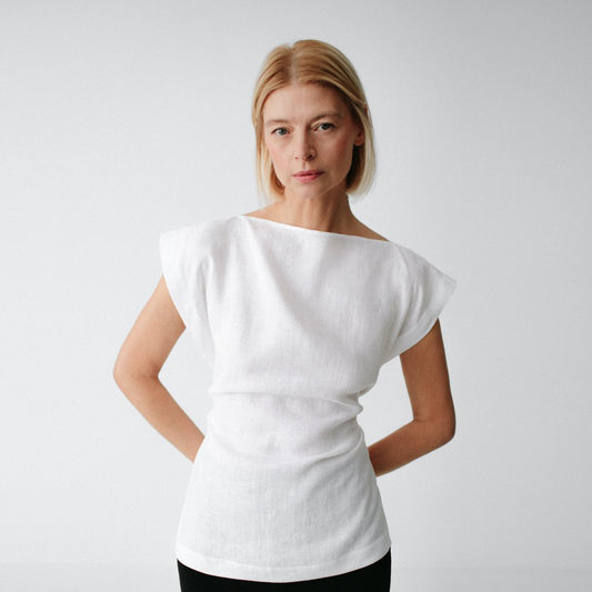 Sato Linen Top | White