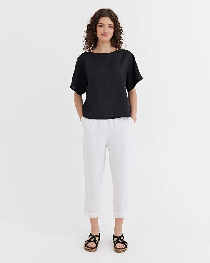 Oversized Linen T-Shirt - Black