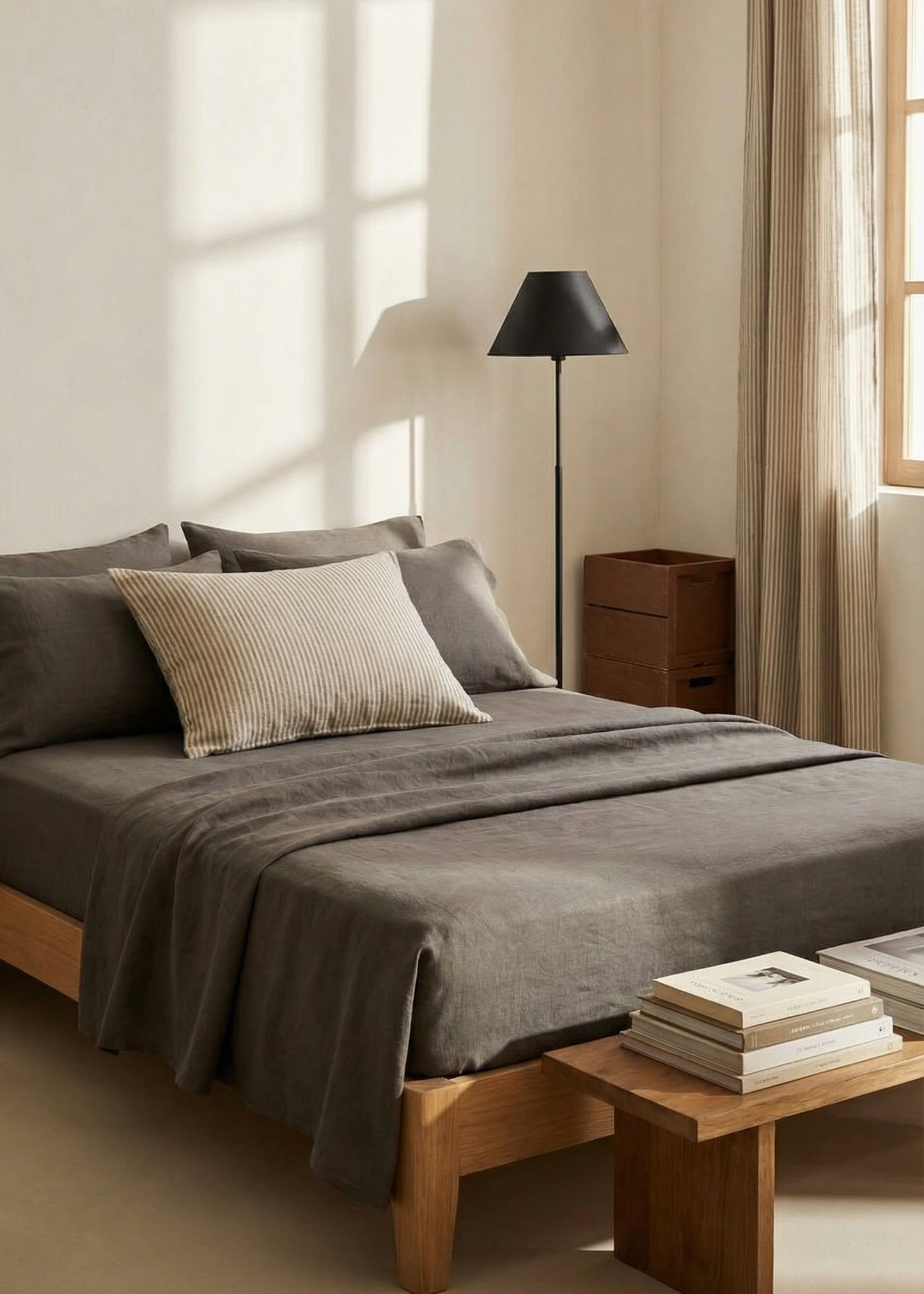 French Flax Linen Sheet Set | Charcoal