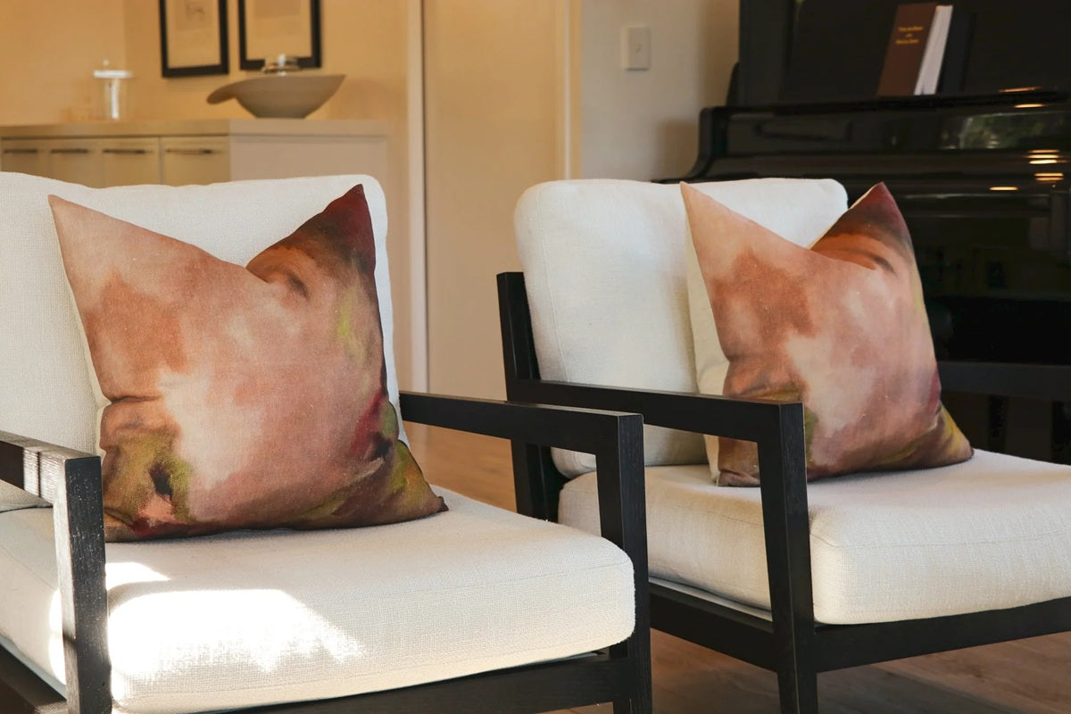 Blush & Pistachio Linen Cushion - 50cm x 50cm