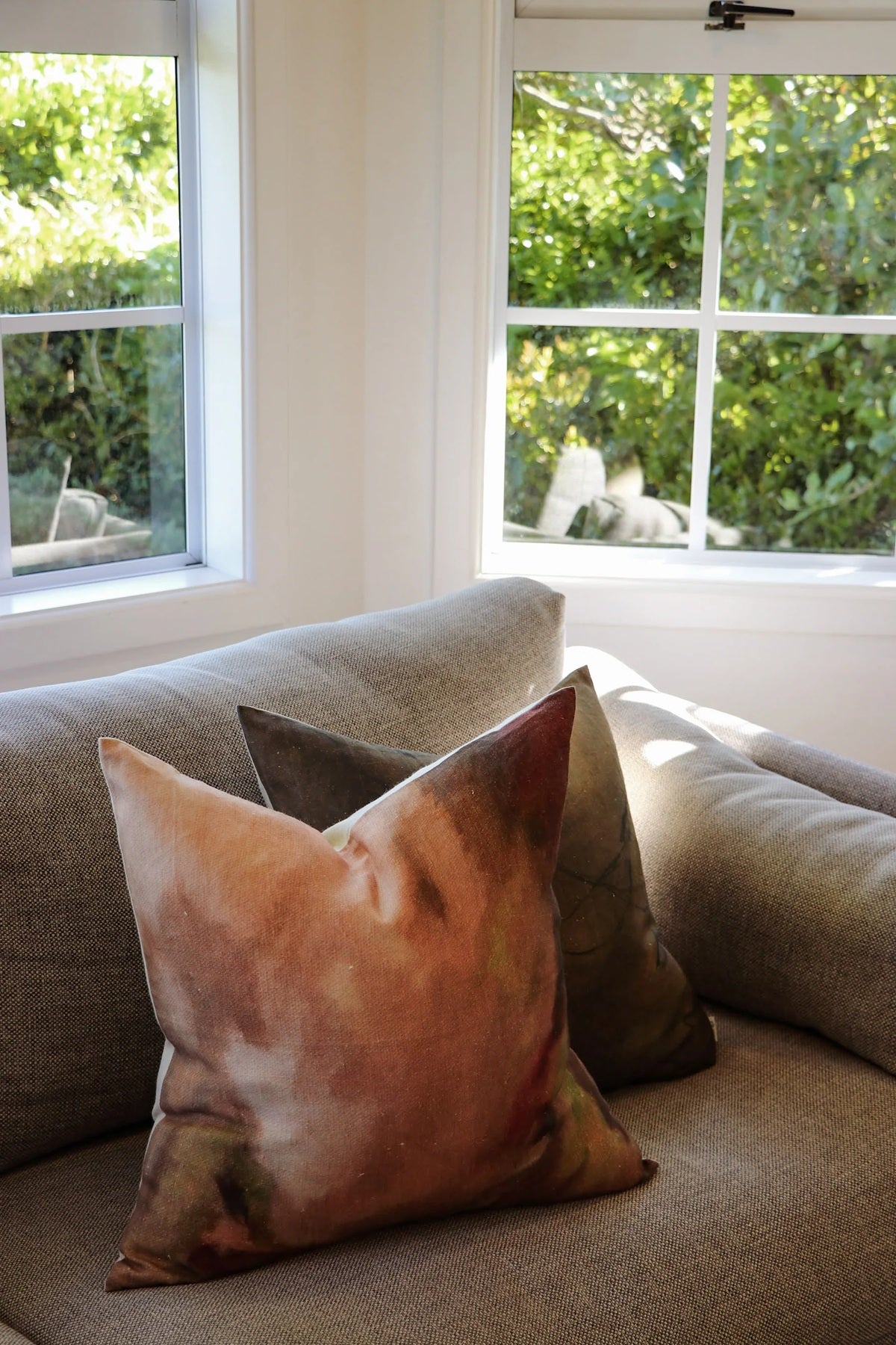 Blush & Pistachio Linen Cushion - 50cm x 50cm