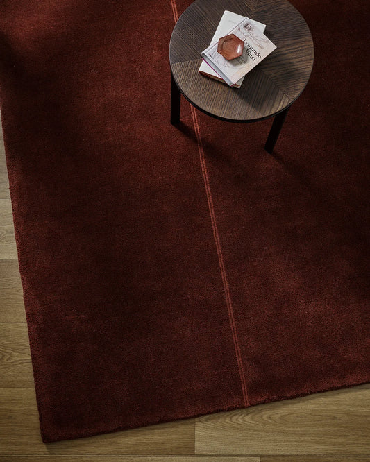 Bastion Wool Floor Rug in Claret