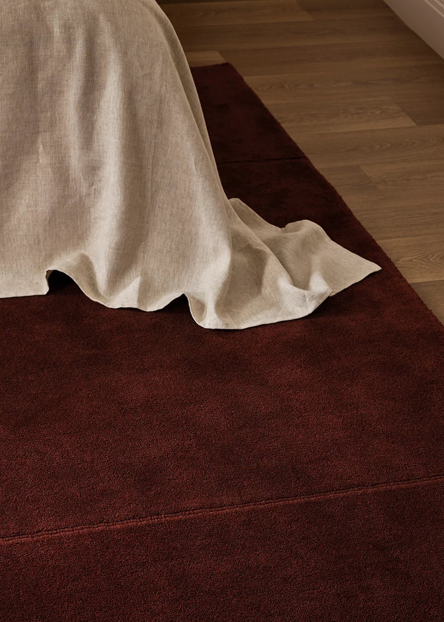 Bastion Wool Floor Rug in Claret