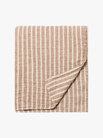 Pure Linen Bedcover | Toffee Stripe