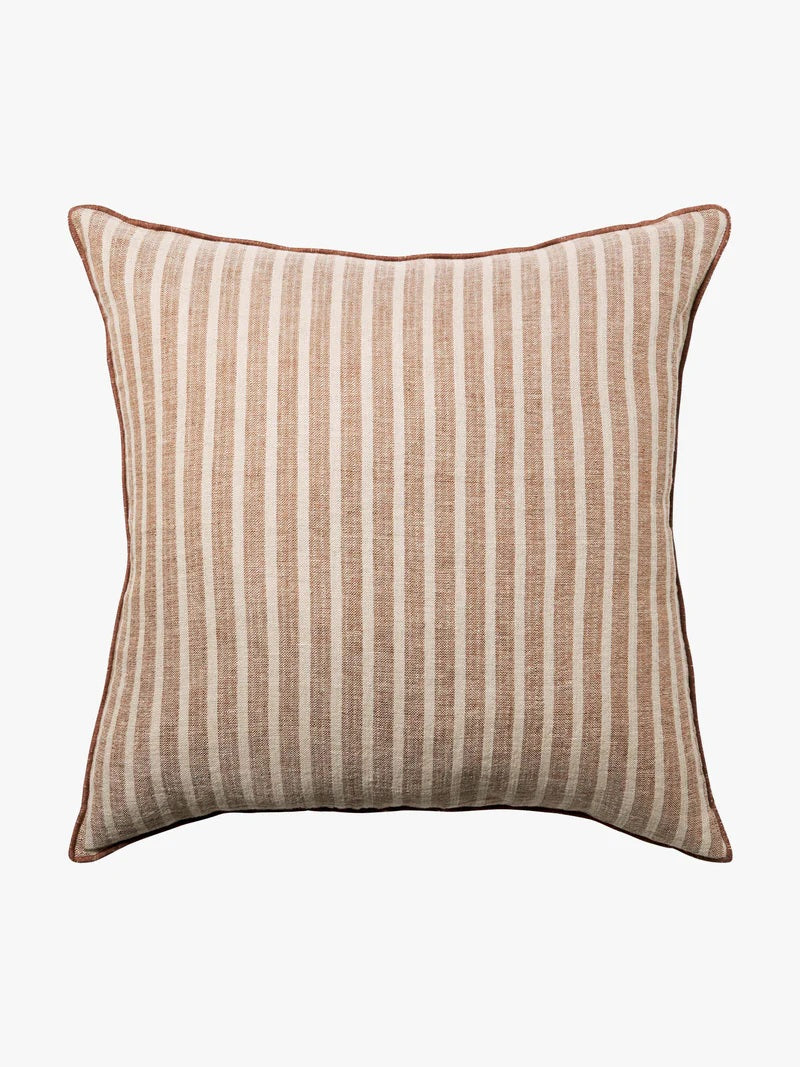 Pure Linen Bedcover | Toffee Stripe