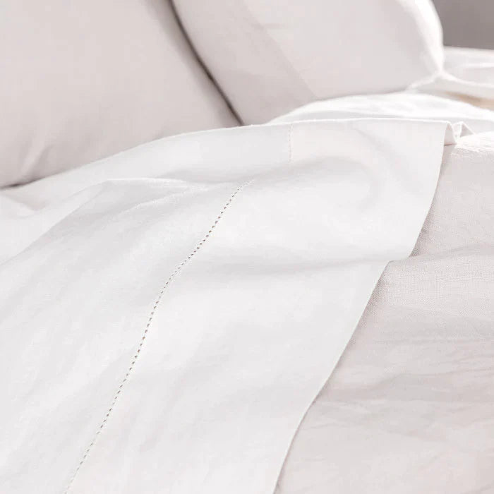 Union Hemstitch Luxury Cotton/Linen Flat Sheet