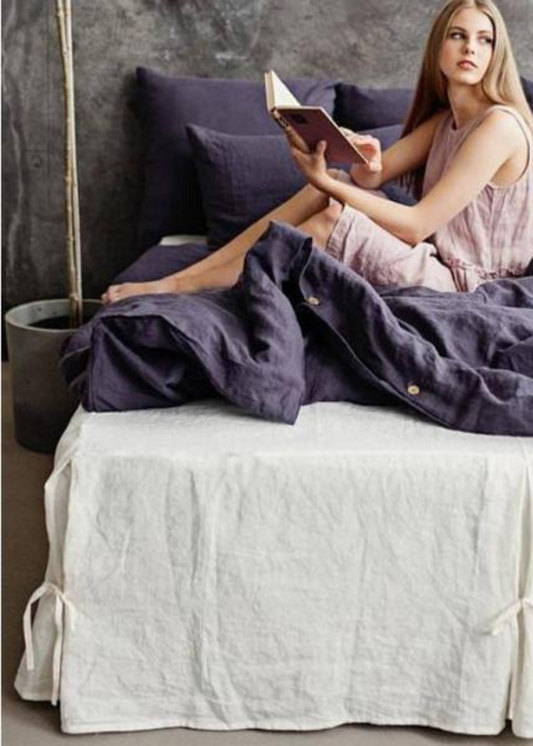 Linen Bed Skirt with Ties