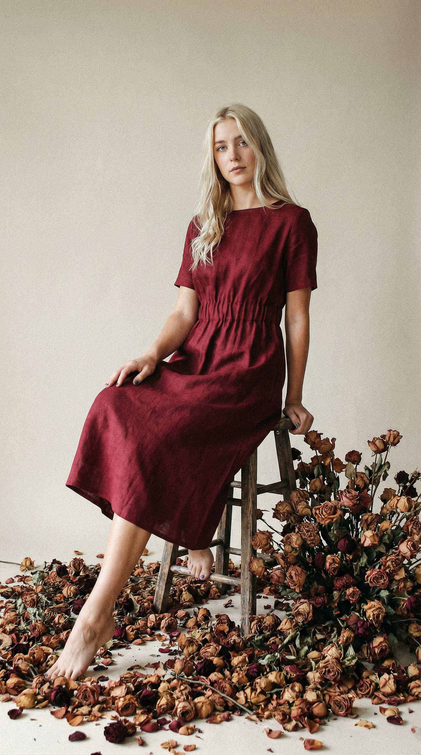 Ava Linen Dress | Berry