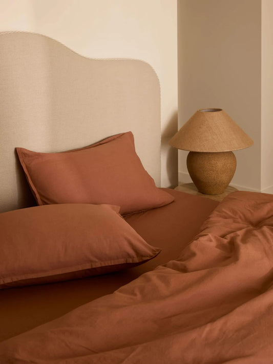 Linen & Cotton Sheet Set in Clay