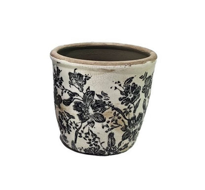 Aged Black Leaf Vase - 16cm