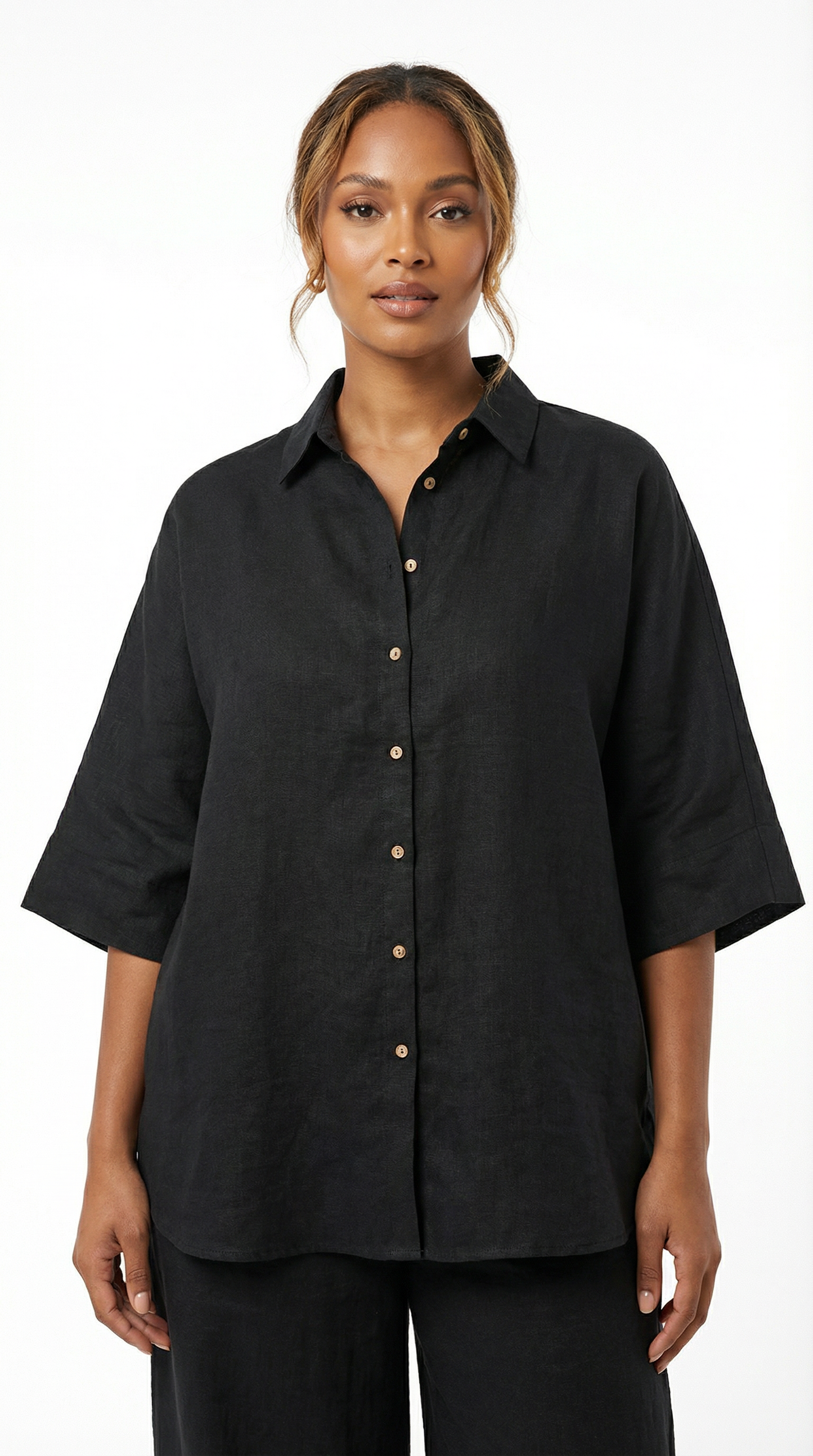 Oversized Linen Shirt - Black