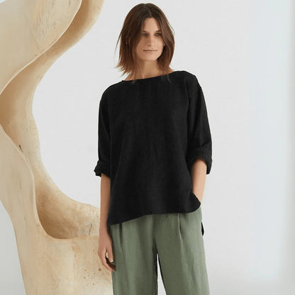 BILBERRY Linen Top - Black