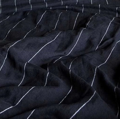 French Linen Flat Sheet | Black Stripe | OEKO-TEX® certified