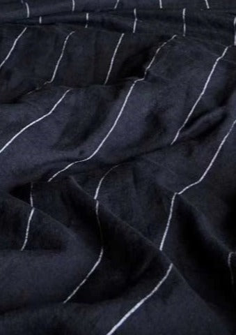 French Linen Pillowcases | Black Stripe
