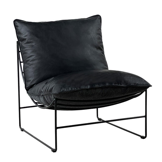 Leonardo Leather Lounge Chair | Black