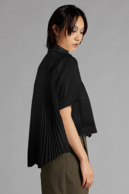 Sheer Pleated Shirt - Black