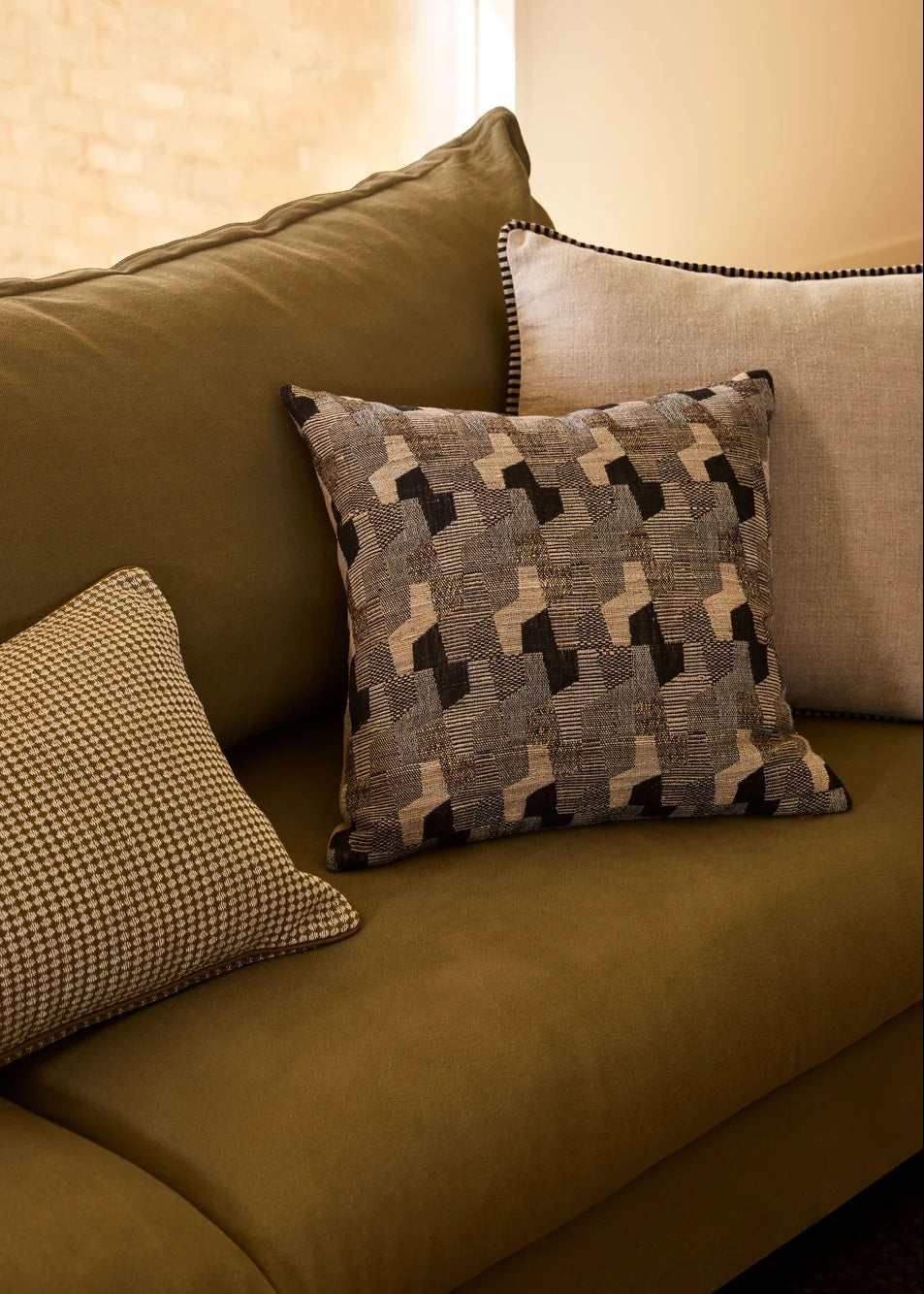 Wool & Silk Square Cushion - Octave Black
