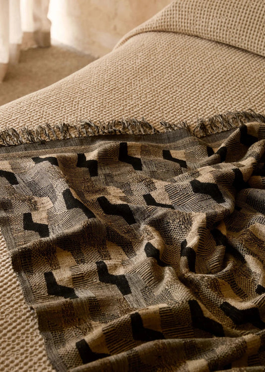 Wool & Silk Throw in Octave Black