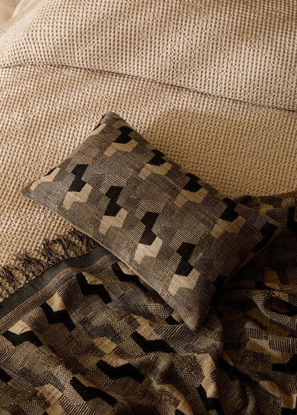 Wool & Silk Square Cushion - Octave Black