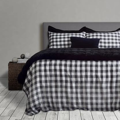 Union Check Duvet Cover - Black & white